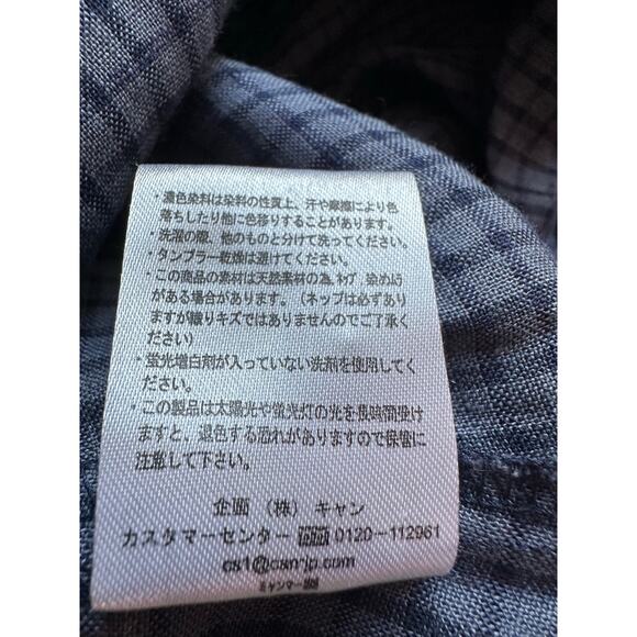 Samansa Mos2 Short Sleeve 100% Hemp Blue Check Shift Dress Sz M Pintuck Hem - Picture 6 of 13